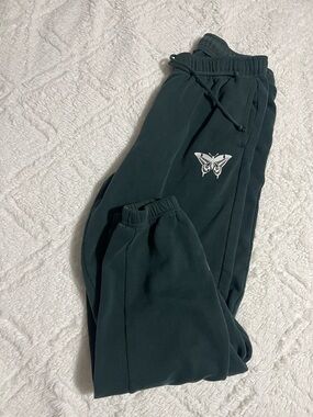 Pacsun Dark Teal Butterfly Embroidered Jogger Pants